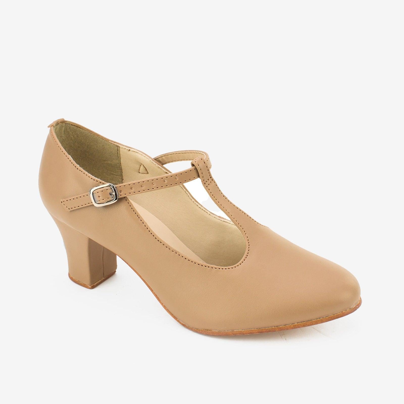 CH40 2" Heel T-Strap Character Shoe - Caramel Wide 5