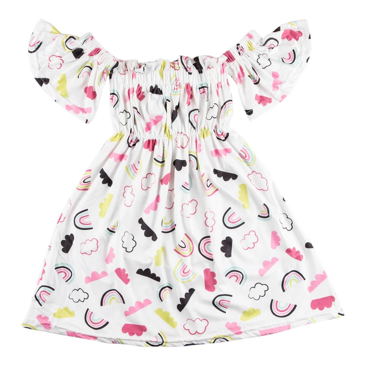 Rainbow Cloud Off the Shoulder Dress - 4T