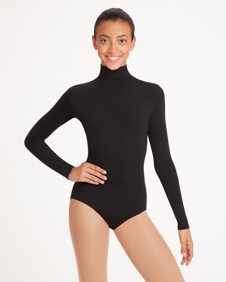 TB41 Capezio® Team Basics Adult Turtleneck Leotard - Black M