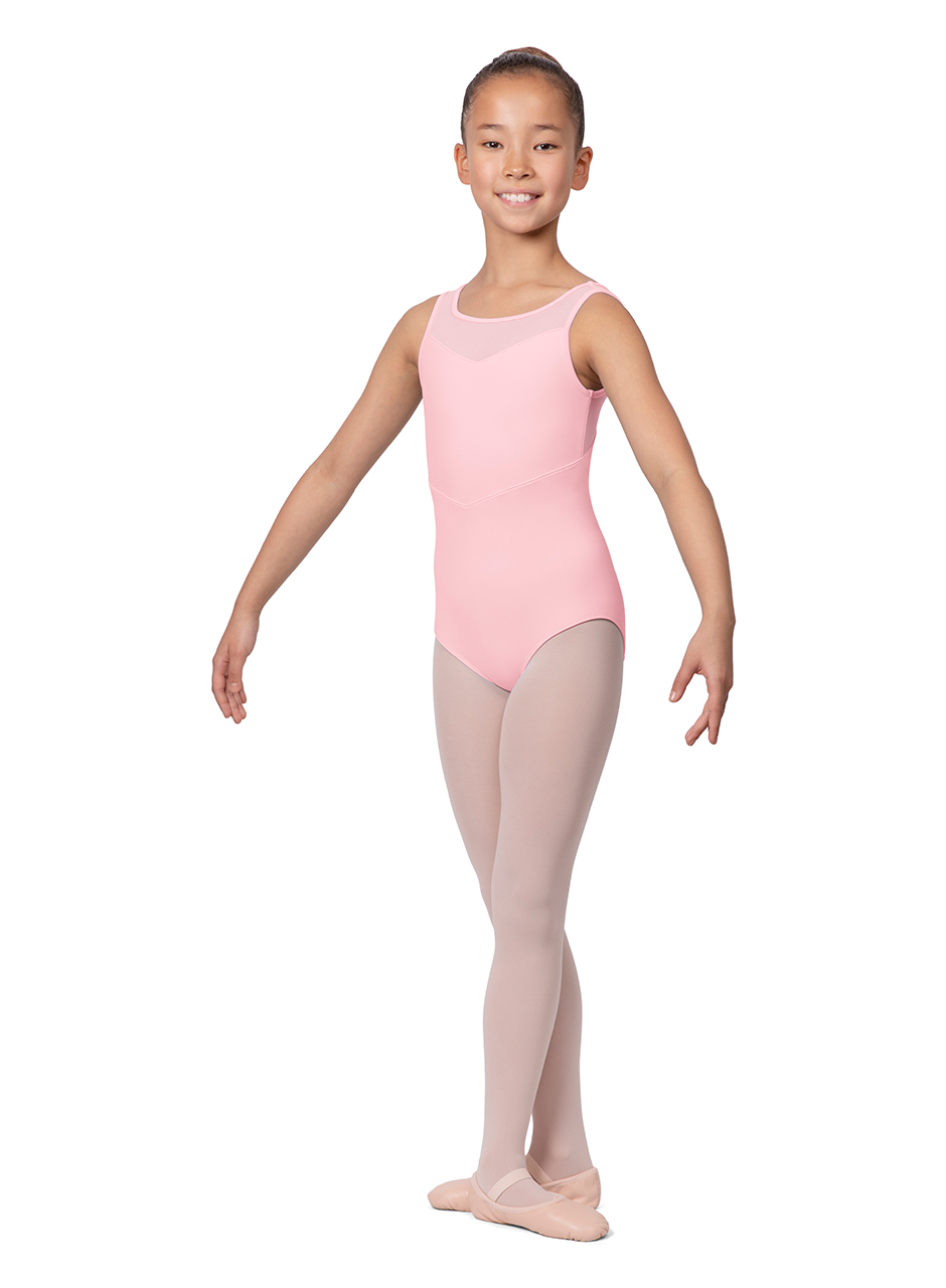 CL9655B Scoop Neck Mesh Bodice Leo - Candy Pink 2-4